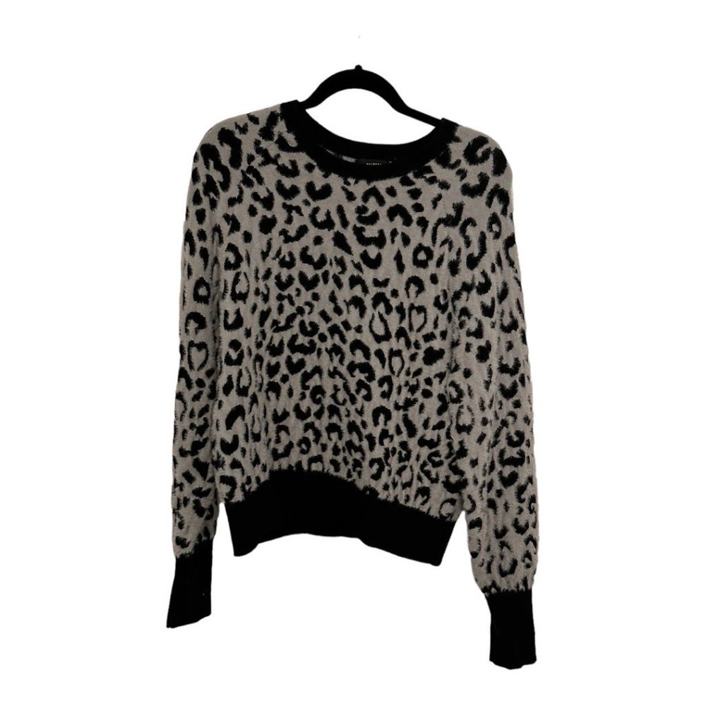 Halogen Women’s Leopard Print Pullover Sweater Gray Black M Soft